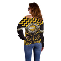Aotearoa Ngati Porou Personalised Off Shoulder Sweater Maori Iwi Poutama Puhoro Tattoo LT14 - Polynesian Pride