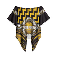 Aotearoa Ngati Porou Personalised Off Shoulder Wrap Waist Top Maori Iwi Poutama Puhoro Tattoo LT14 Yellow - Polynesian Pride