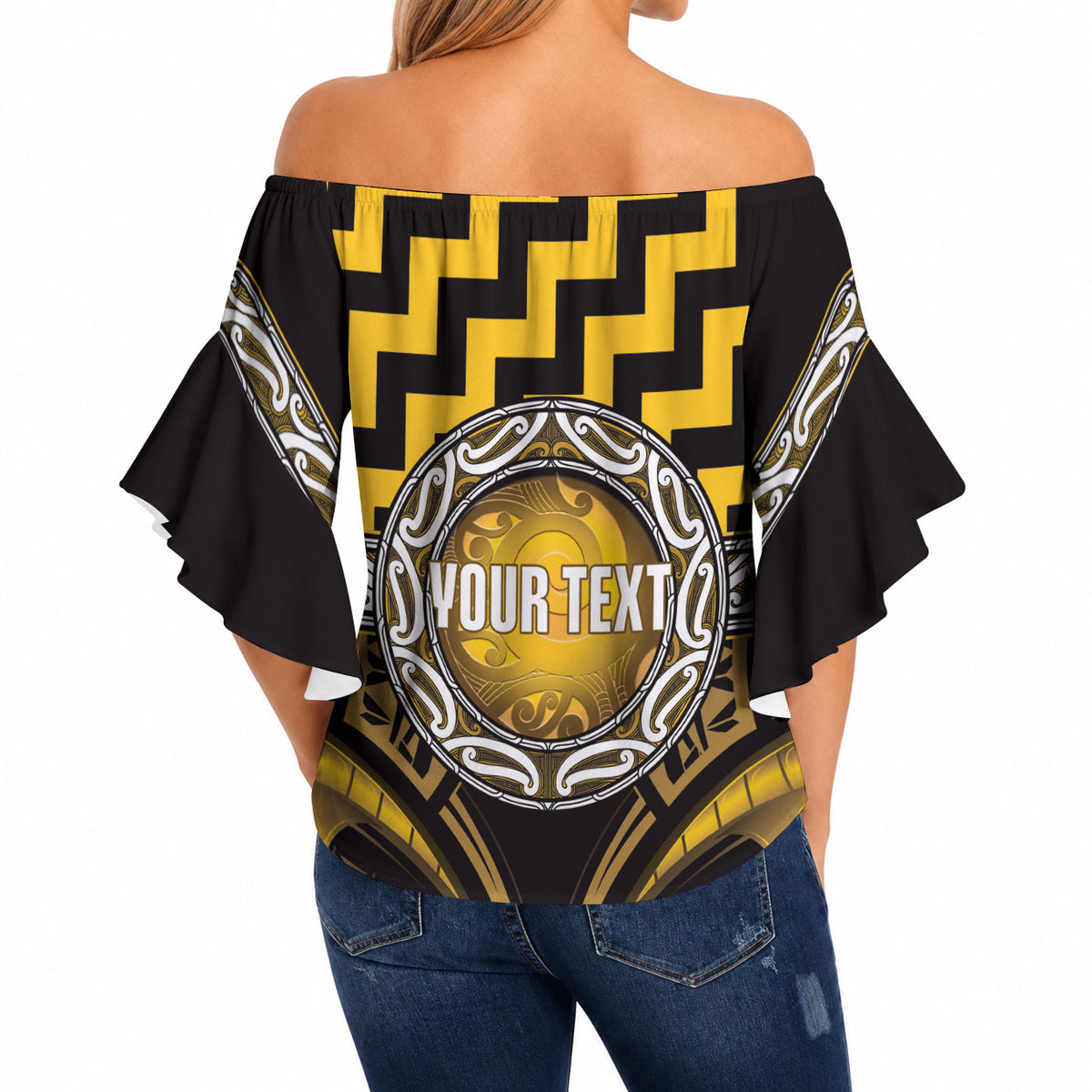 Aotearoa Ngati Porou Personalised Off Shoulder Wrap Waist Top Maori Iwi Poutama Puhoro Tattoo LT14 - Polynesian Pride
