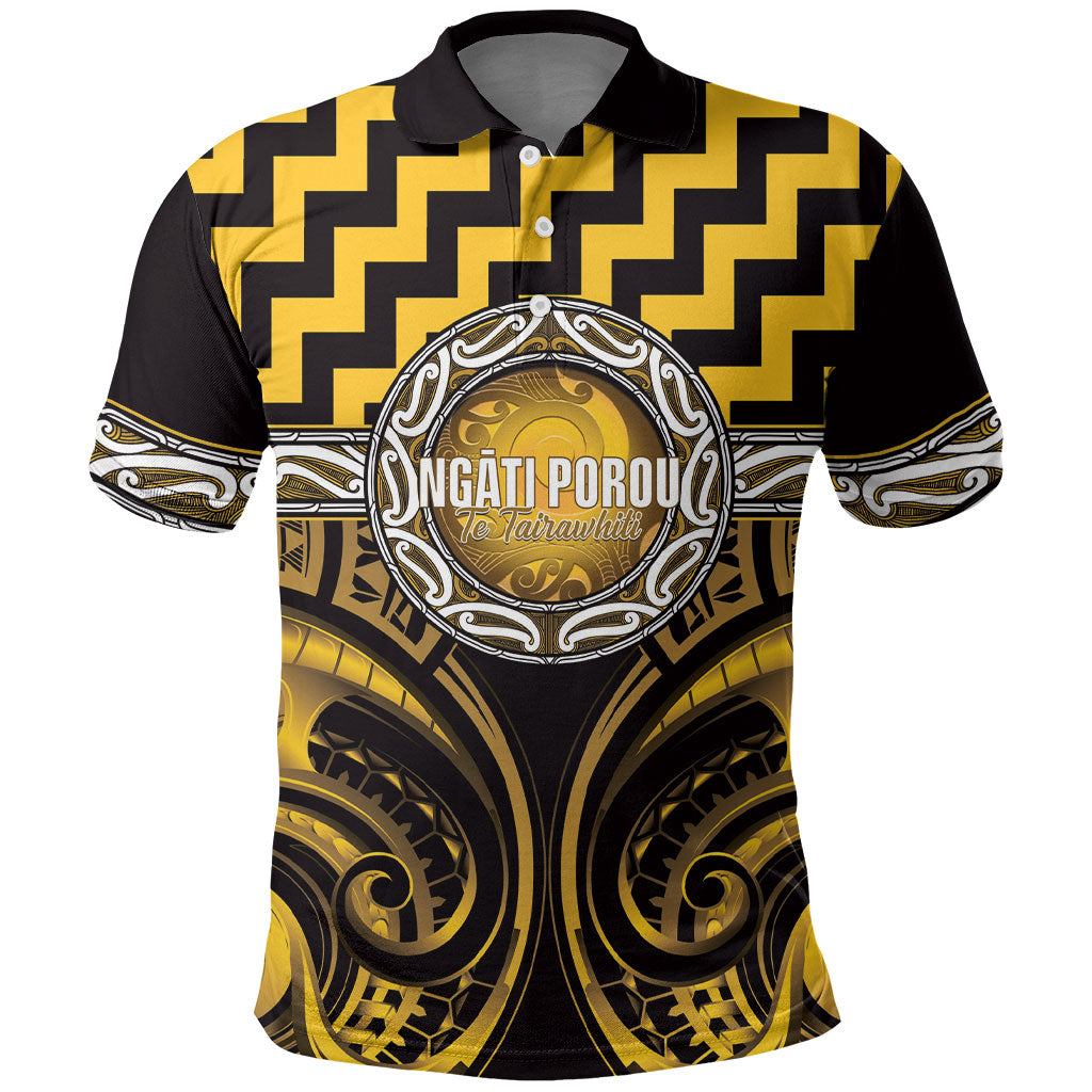 Aotearoa Ngati Porou Personalised Polo Shirt Maori Iwi Poutama Puhoro Tattoo LT14 Yellow - Polynesian Pride