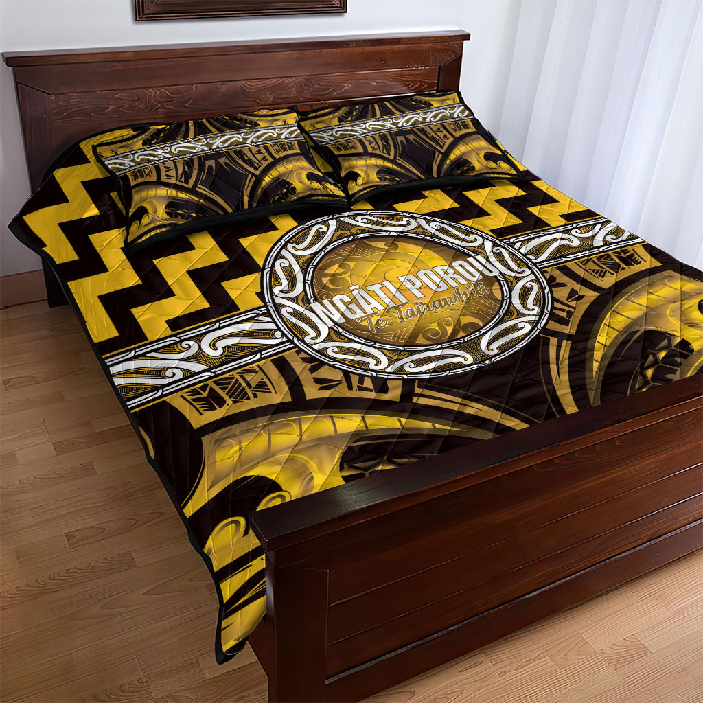 Aotearoa Ngati Porou Quilt Bed Set Maori Iwi Poutama Puhoro Tattoo LT14 - Polynesian Pride