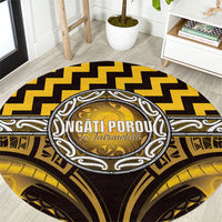 Aotearoa Ngati Porou Round Carpet Maori Iwi Poutama Puhoro Tattoo LT14 Yellow - Polynesian Pride