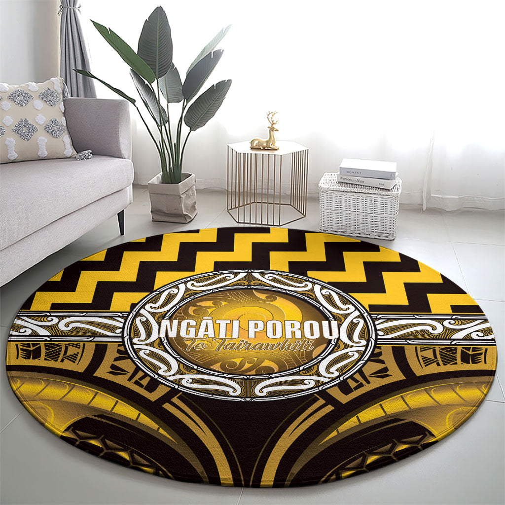 Aotearoa Ngati Porou Round Carpet Maori Iwi Poutama Puhoro Tattoo LT14 - Polynesian Pride