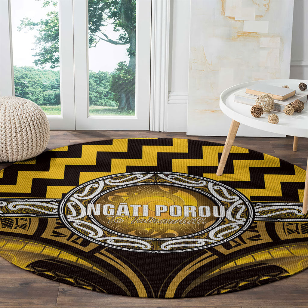 Aotearoa Ngati Porou Round Carpet Maori Iwi Poutama Puhoro Tattoo LT14 - Polynesian Pride