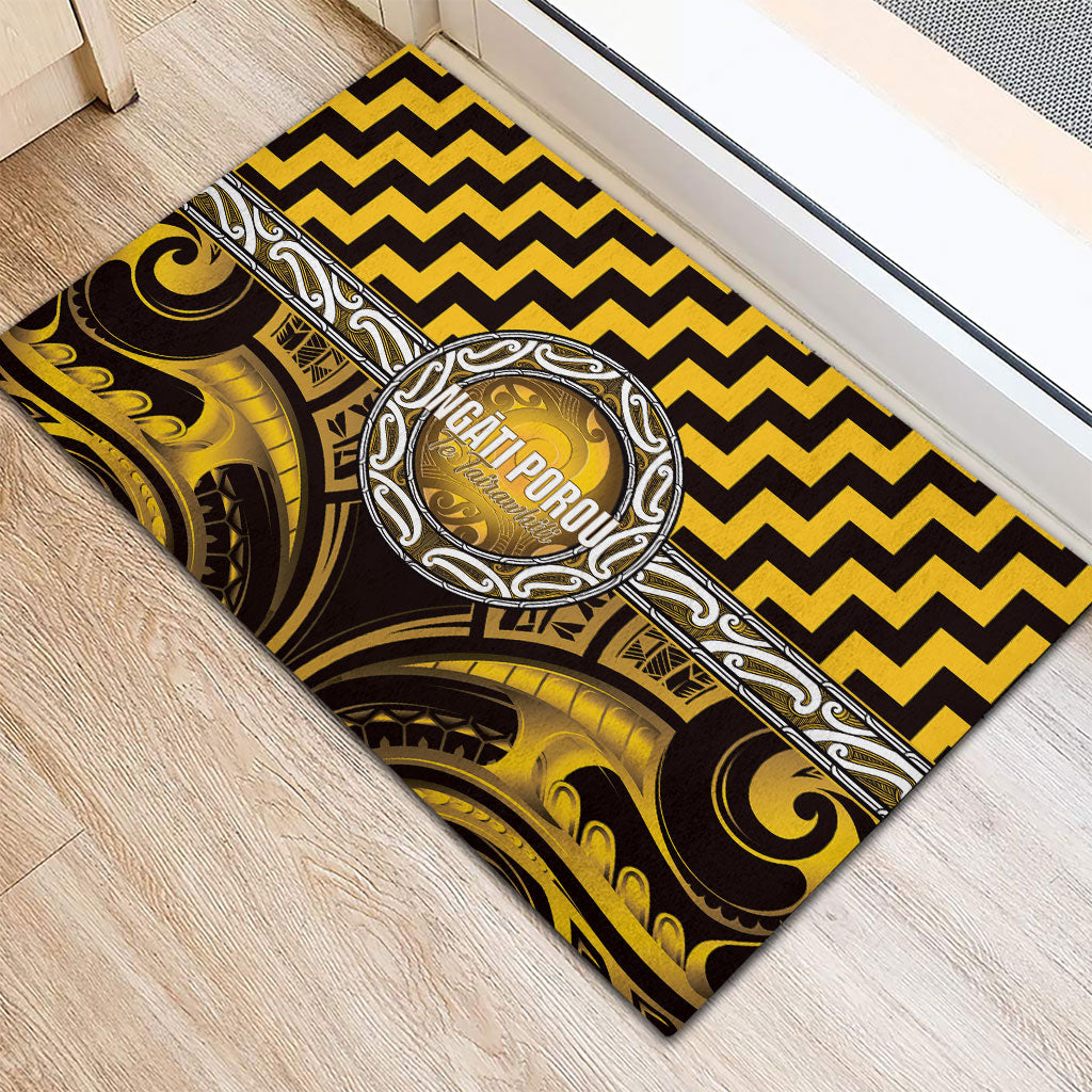 Aotearoa Ngati Porou Rubber Doormat Maori Iwi Poutama Puhoro Tattoo LT14 - Polynesian Pride