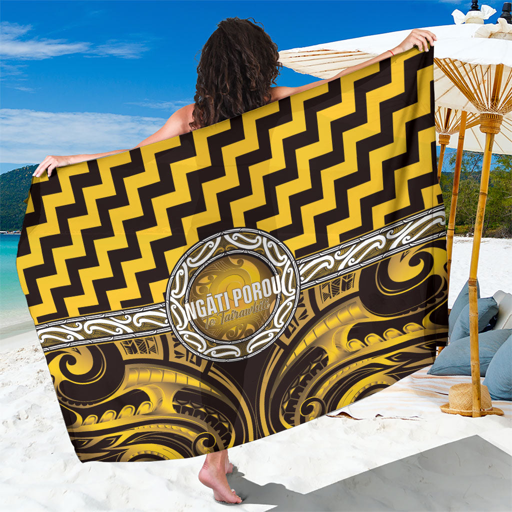 Aotearoa Ngati Porou Sarong Maori Iwi Poutama Puhoro Tattoo LT14 One Size 44 x 66 inches Yellow - Polynesian Pride