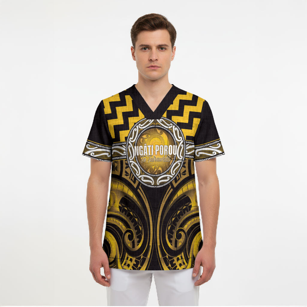 Aotearoa Ngati Porou Personalised Scrub Top Maori Iwi Poutama Puhoro Tattoo LT14 - Polynesian Pride