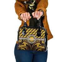 Aotearoa Ngati Porou Shoulder Handbag Maori Iwi Poutama Puhoro Tattoo LT14 One Size Yellow - Polynesian Pride