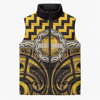 Aotearoa Ngati Porou Personalised Sleeveless Puffer Jacket Maori Iwi Poutama Puhoro Tattoo LT14 Unisex Yellow - Polynesian Pride