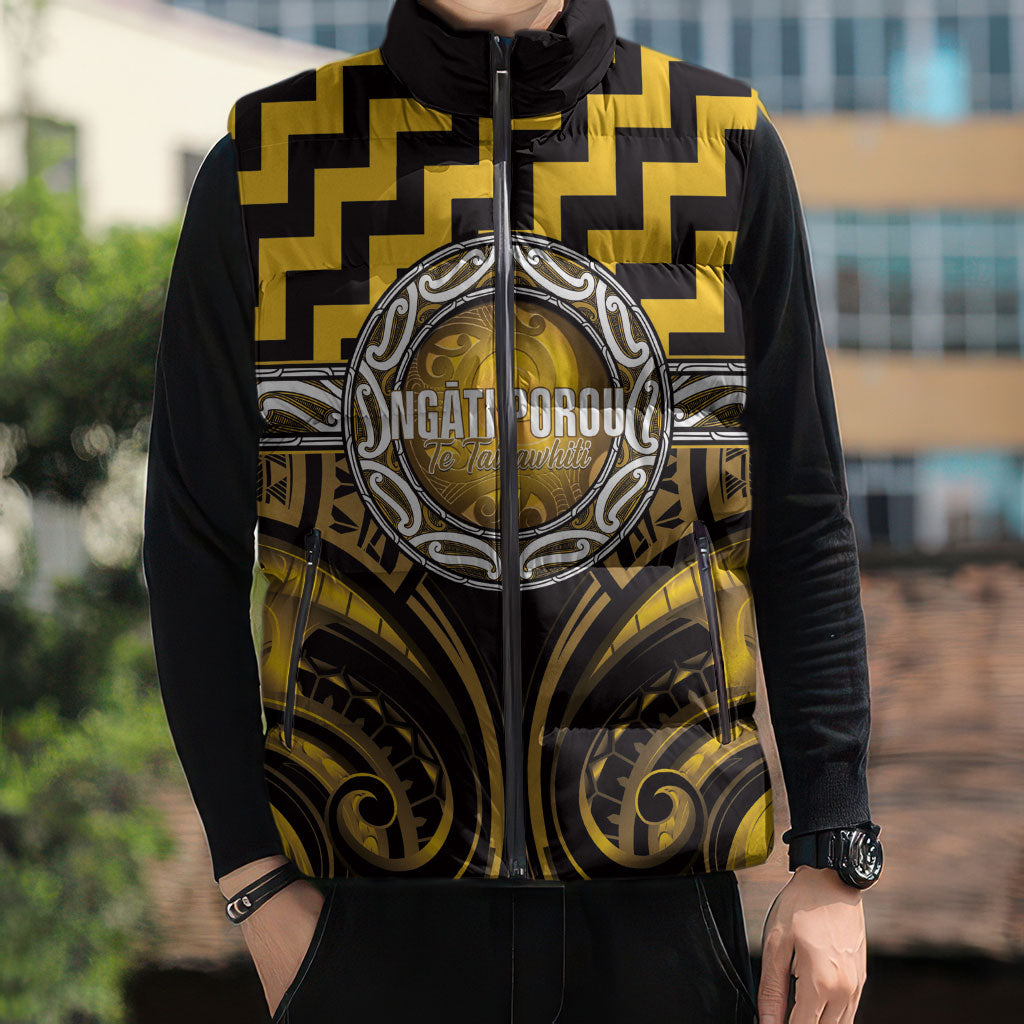Aotearoa Ngati Porou Personalised Sleeveless Puffer Jacket Maori Iwi Poutama Puhoro Tattoo LT14 - Polynesian Pride