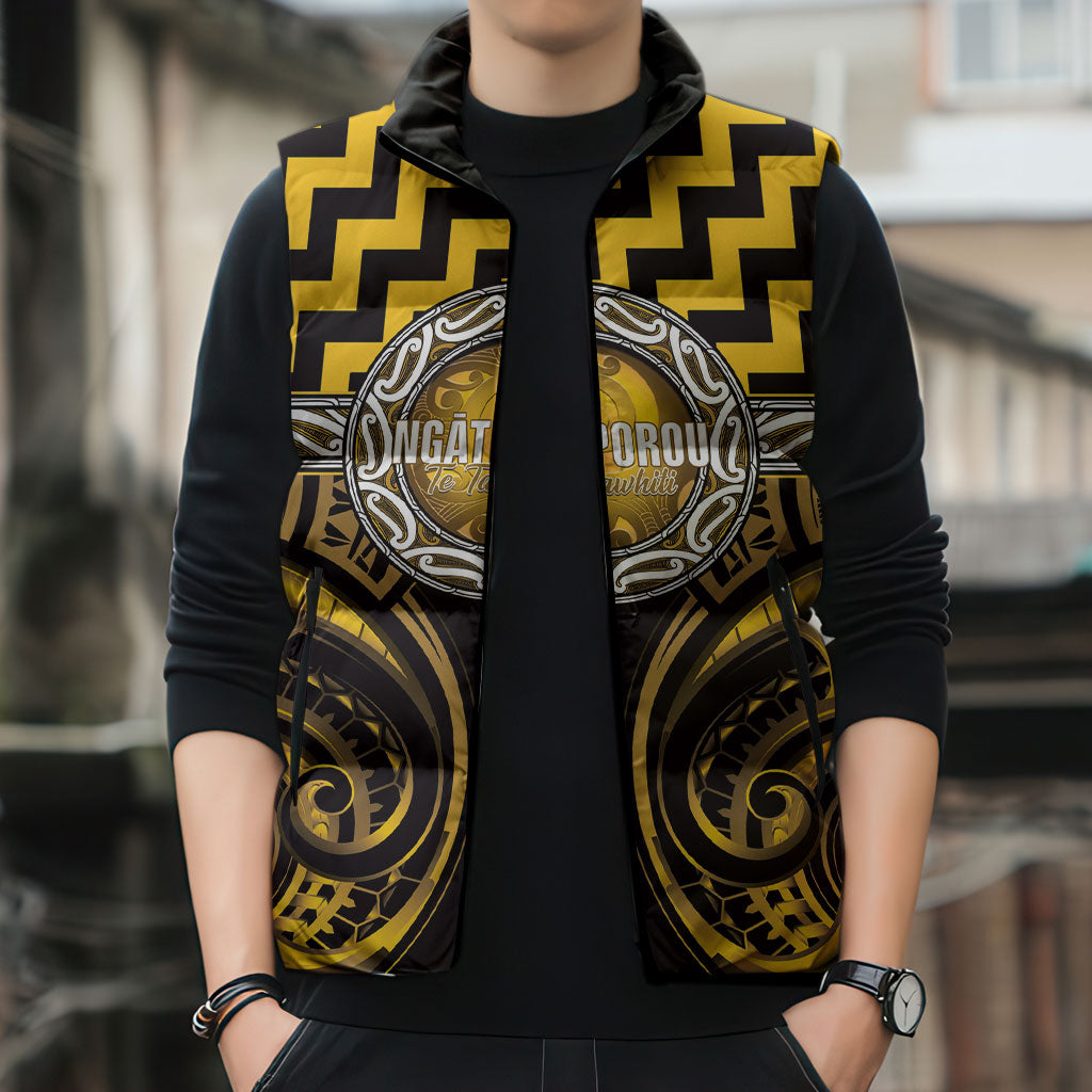 Aotearoa Ngati Porou Personalised Sleeveless Puffer Jacket Maori Iwi Poutama Puhoro Tattoo LT14 - Polynesian Pride