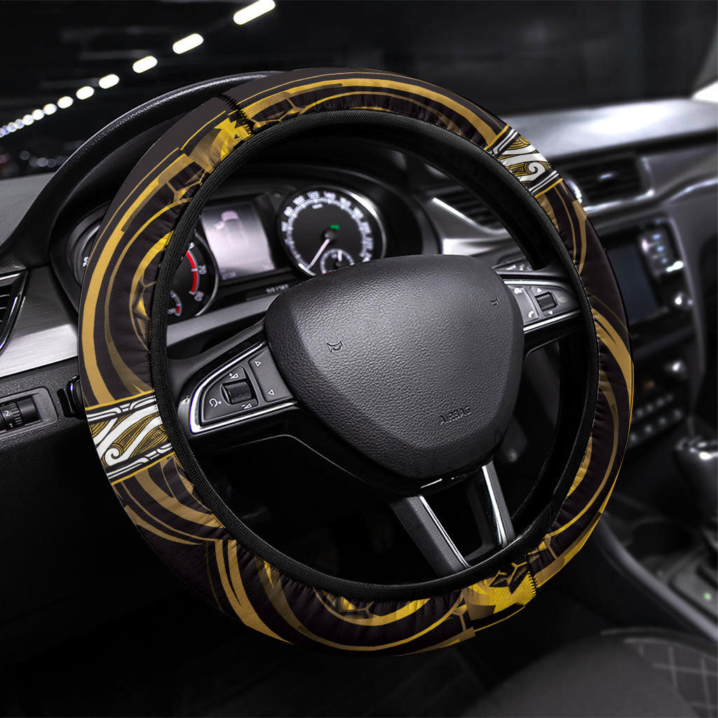 Aotearoa Ngati Porou Steering Wheel Cover Maori Iwi Poutama Puhoro Tattoo LT14 Universal Fit Yellow - Polynesian Pride