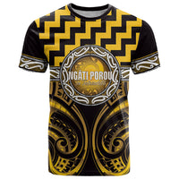 Aotearoa Ngati Porou Personalised T Shirt Maori Iwi Poutama Puhoro Tattoo LT14 Yellow - Polynesian Pride
