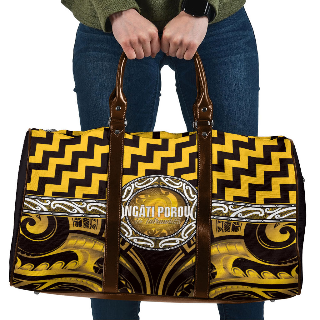 Aotearoa Ngati Porou Travel Bag Maori Iwi Poutama Puhoro Tattoo LT14 Yellow - Polynesian Pride