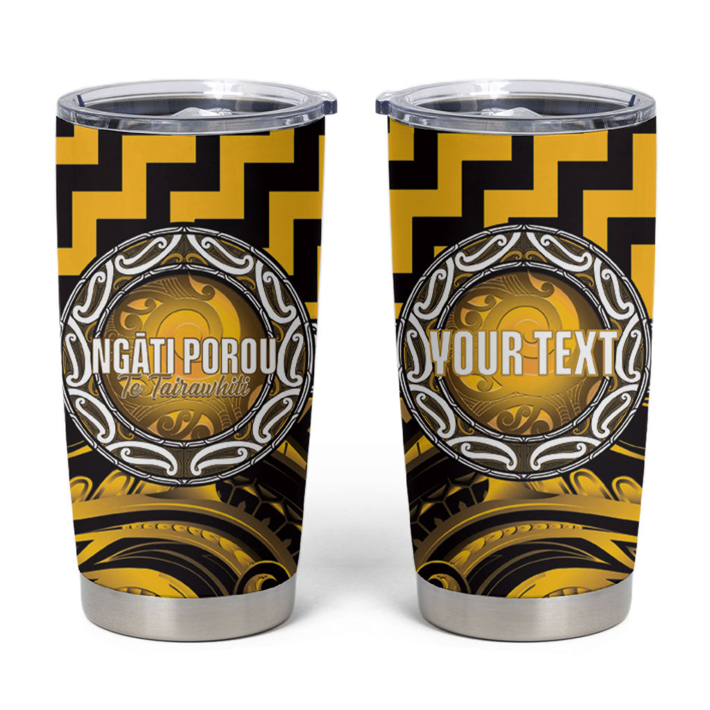 Aotearoa Ngati Porou Personalised Tumbler Cup Maori Iwi Poutama Puhoro Tattoo LT14 Yellow - Polynesian Pride