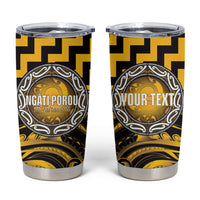 Aotearoa Ngati Porou Personalised Tumbler Cup Maori Iwi Poutama Puhoro Tattoo LT14 Yellow - Polynesian Pride
