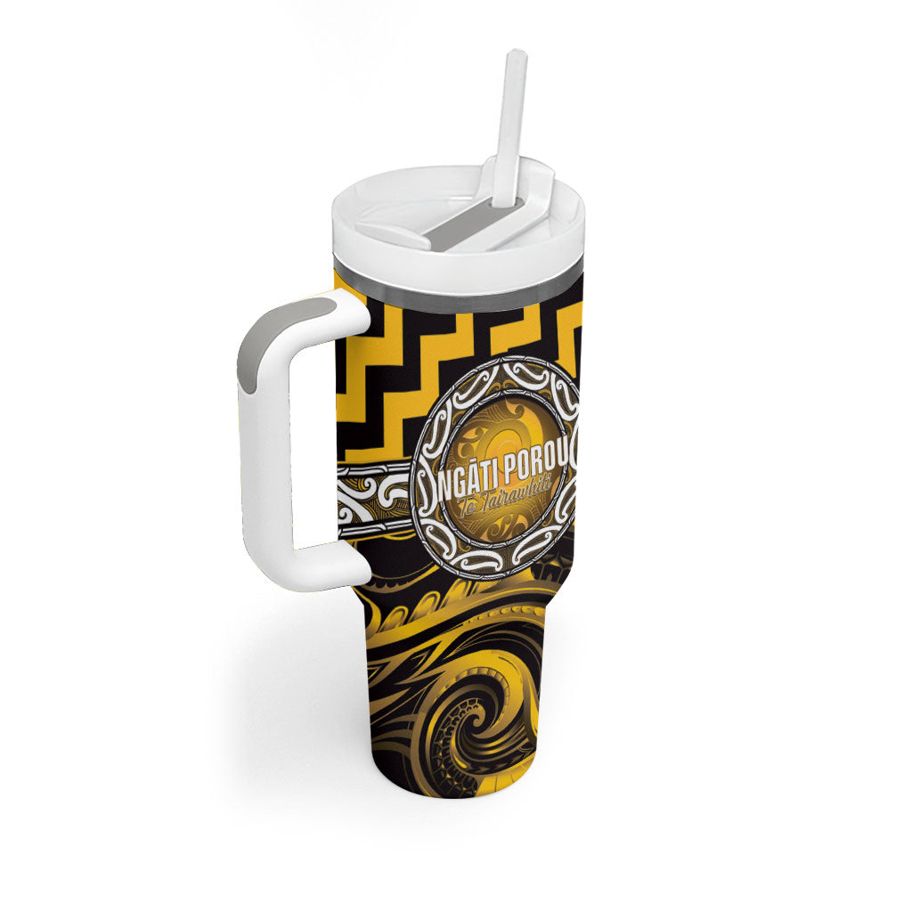 Aotearoa Ngati Porou Personalised Tumbler With Handle Maori Iwi Poutama Puhoro Tattoo LT14 - Polynesian Pride