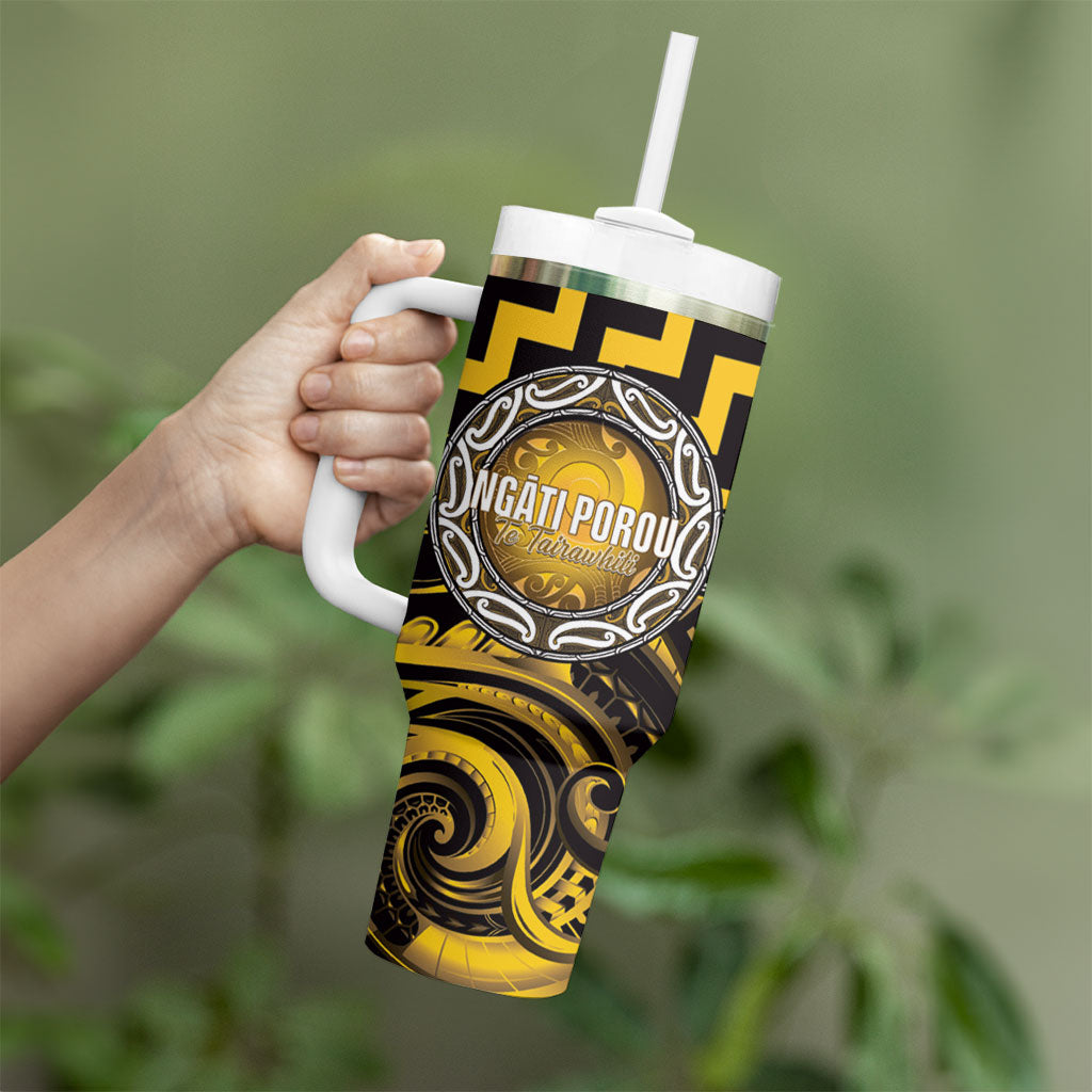 Aotearoa Ngati Porou Personalised Tumbler With Handle Maori Iwi Poutama Puhoro Tattoo LT14 - Polynesian Pride