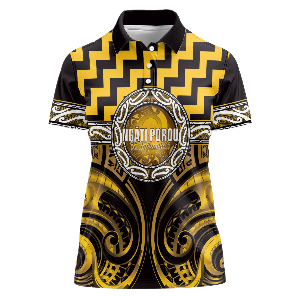 Aotearoa Ngati Porou Personalised Women Polo Shirt Maori Iwi Poutama Puhoro Tattoo LT14 Female Yellow - Polynesian Pride