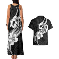 Polynesia Couples Matching Tank Maxi Dress and Hawaiian Shirt Plumeria With Tribal Pattern Black Vibes LT14 - Polynesian Pride