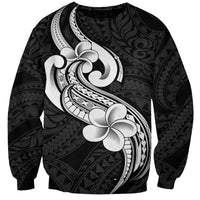 Polynesia Sweatshirt Plumeria With Tribal Pattern Black Vibes LT14 Unisex Black - Polynesian Pride