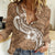 Polynesia Women Casual Shirt Plumeria With Tribal Pattern Brown Pastel Vibes LT14 Female Brown - Polynesian Pride