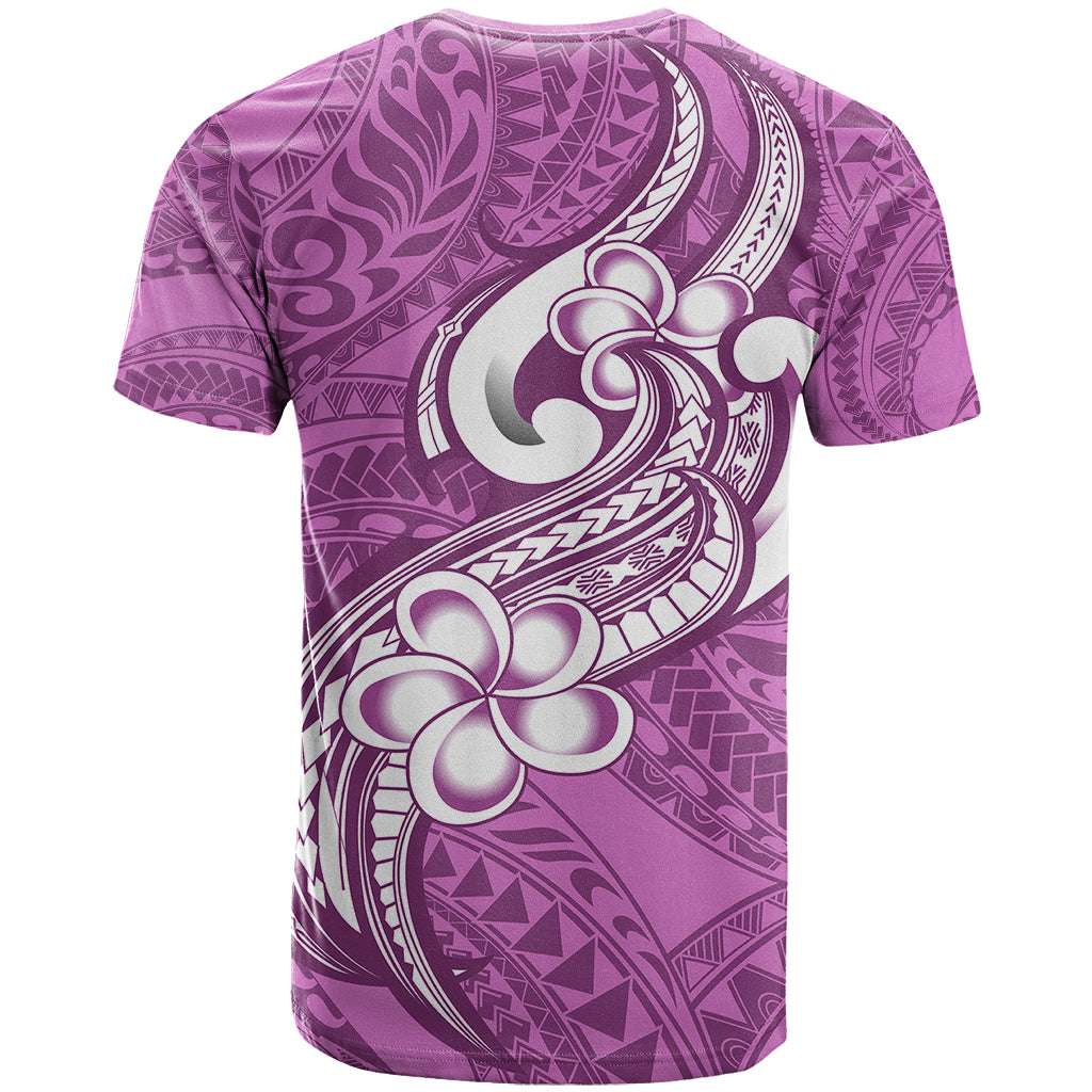 Polynesia T Shirt Plumeria With Tribal Pattern Pink Pastel Vibes LT14 - Polynesian Pride
