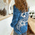 Polynesia Women Casual Shirt Plumeria With Tribal Pattern Blue Pastel Vibes LT14 - Polynesian Pride