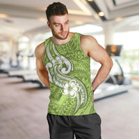 Polynesia Men Tank Top Plumeria With Tribal Pattern Green Pastel Vibes LT14 - Polynesian Pride