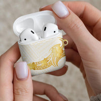 Polynesia White Sunday AirPods Case Polynesian Tattoo Plumeria Hibiscus Gold LT14 - Polynesian Pride