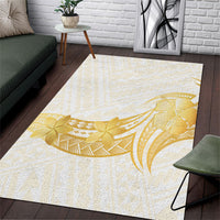 Polynesia White Sunday Area Rug Polynesian Tattoo Plumeria Hibiscus Gold LT14 White - Polynesian Pride