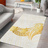Polynesia White Sunday Area Rug Polynesian Tattoo Plumeria Hibiscus Gold LT14 - Polynesian Pride