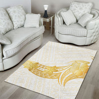 Polynesia White Sunday Area Rug Polynesian Tattoo Plumeria Hibiscus Gold LT14 - Polynesian Pride