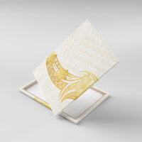 Polynesia White Sunday Canvas Wall Art Polynesian Tattoo Plumeria Hibiscus Gold LT14 With Frame White - Polynesian Pride