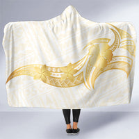Polynesia White Sunday Hooded Blanket Polynesian Tattoo Plumeria Hibiscus Gold LT14 One Size White - Polynesian Pride