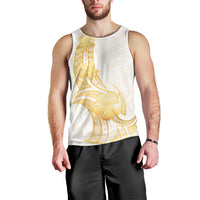 Polynesia White Sunday Men Tank Top Polynesian Tattoo Plumeria Hibiscus Gold LT14 - Polynesian Pride
