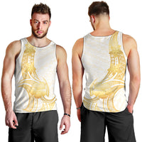 Polynesia White Sunday Men Tank Top Polynesian Tattoo Plumeria Hibiscus Gold LT14 - Polynesian Pride