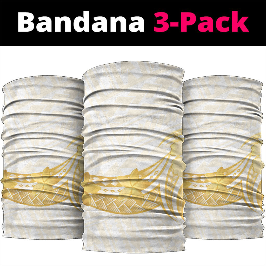 Polynesia White Sunday Neck Gaiter Polynesian Tattoo Plumeria Hibiscus Gold LT14 package One Size: 25*50cm White - Polynesian Pride