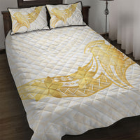 Polynesia White Sunday Quilt Bed Set Polynesian Tattoo Plumeria Hibiscus Gold LT14 White - Polynesian Pride
