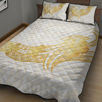 Polynesia White Sunday Quilt Bed Set Polynesian Tattoo Plumeria Hibiscus Gold LT14 - Polynesian Pride