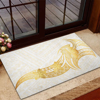 Polynesia White Sunday Rubber Doormat Polynesian Tattoo Plumeria Hibiscus Gold LT14 - Polynesian Pride
