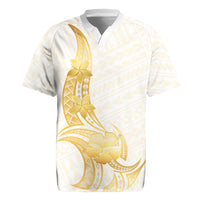 Polynesia White Sunday Rugby Jersey Polynesian Tattoo Plumeria Hibiscus Gold LT14 White - Polynesian Pride
