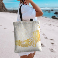 Polynesia White Sunday Tote Bag Polynesian Tattoo Plumeria Hibiscus Gold LT14 - Polynesian Pride