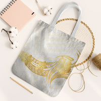 Polynesia White Sunday Tote Bag Polynesian Tattoo Plumeria Hibiscus Gold LT14 White Strap One Size White - Polynesian Pride
