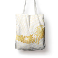 Polynesia White Sunday Tote Bag Polynesian Tattoo Plumeria Hibiscus Gold LT14 - Polynesian Pride