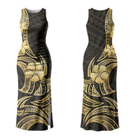 Gold Black Polynesia Hibiscus Plumeria Tattoo Couples Matching Tank Maxi Dress and Hawaiian Shirt LT14 - Polynesian Pride