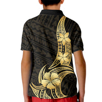 Gold Black Polynesia Hibiscus Plumeria Tattoo Kid Polo Shirt LT14 - Polynesian Pride