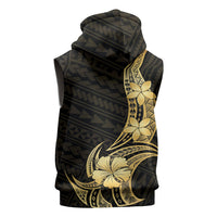 Gold Black Polynesia Hibiscus Plumeria Tattoo Sleeveless Zip Hoodie LT14 - Polynesian Pride