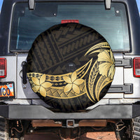 Gold Black Polynesia Hibiscus Plumeria Tattoo Spare Tire Cover LT14 Black - Polynesian Pride