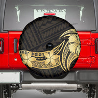 Gold Black Polynesia Hibiscus Plumeria Tattoo Spare Tire Cover LT14 - Polynesian Pride